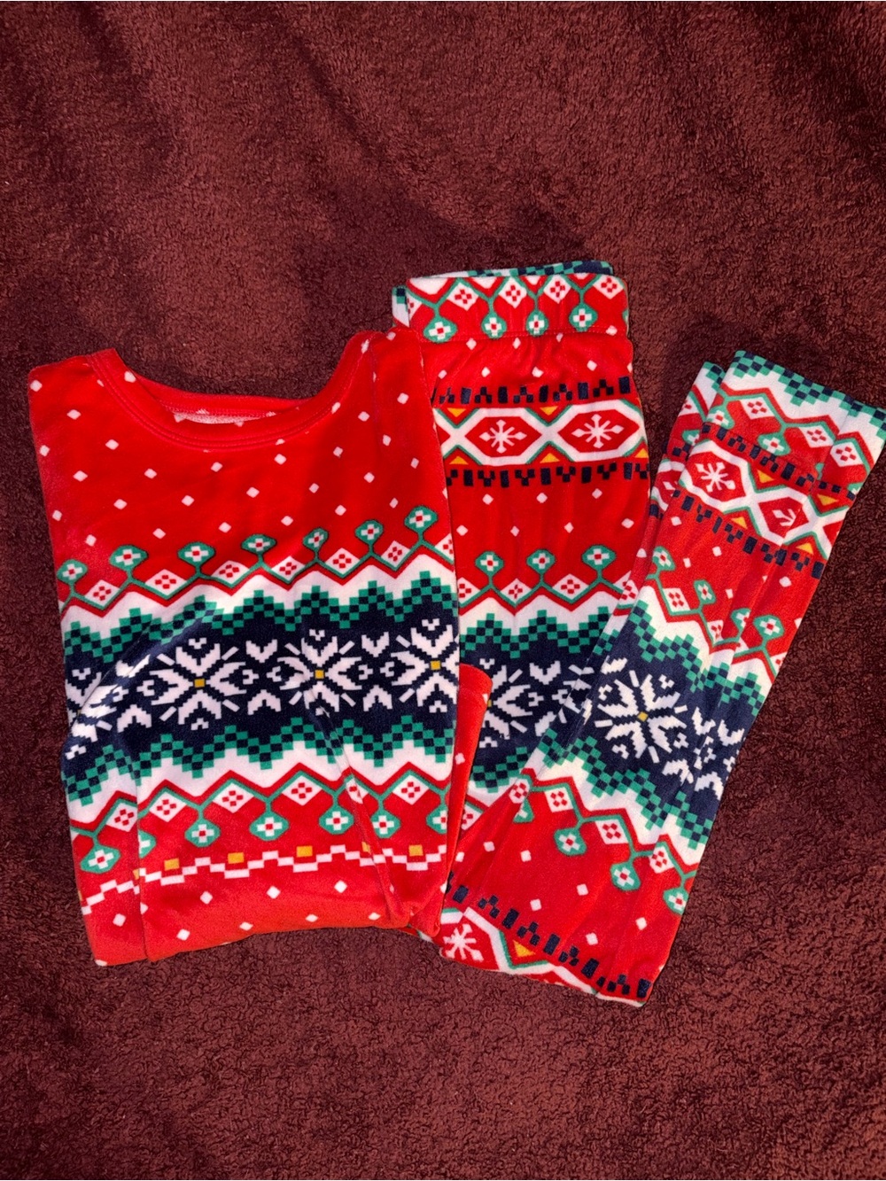 Red Holiday Fair Isle Kids Pajamas SUPER soft
